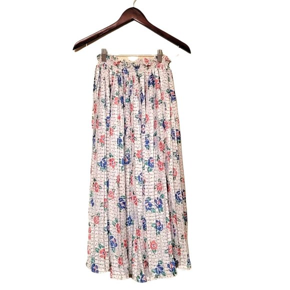 Jodi Michelle Dresses & Skirts - Jodi Michelle Womens Skirt White S  Floral Midi Pleated Pull On